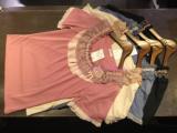 axes femme上海专柜代购 缎带玫瑰装饰蕾丝拼接针织T恤 特价