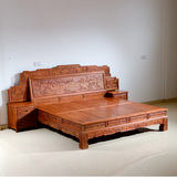 中式古典 缅甸花梨大果紫檀红木床 实木1.51.8米双人婚床仿古家具