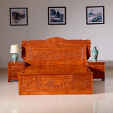 明清古典 新中式红木床非洲花梨1.8米双人床纯实木雕刻卧室2米床