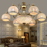 欧式客厅吊灯贴贝壳彩色灯罩精雕花纹吸顶盘地中海锌合金枝型吊灯