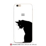 地壳印品热销创意黑白高冷猫咪iphone6s6plus软胶苹果手机壳全包