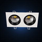 LED方型白加黑双头豆胆灯防眩光COB筒灯工程照明天花10W格栅灯