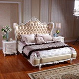 欧式床 真皮进口头层牛皮床实木雕花太子床2米婚床双人床厂家直销