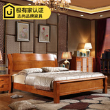 现代简约中式全实木床1.8米储物高箱床1.5米双人高档纯橡胶木婚床