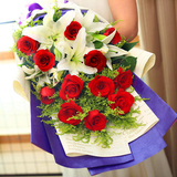 百合玫瑰混搭花束鲜花速递全国同城生日送花广州上海重庆合肥花店