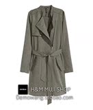 HM H&M 专柜正品折扣代购 2月 女装斜拉链风衣外套 0341022