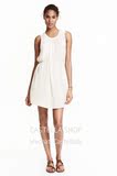 H&M HM 正品代购 7月 女士 女装绉织雪纺无袖连衣裙短裙 0384865