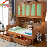 衣柜床实木儿童床多功能组合床储物男孩女孩床带衣柜美式儿童家具