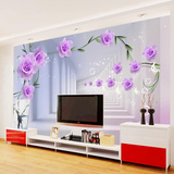 时尚花卉客厅卧室无缝壁纸壁画 玫瑰花3D立体电视背景墙纸