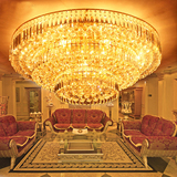 传统金色水晶灯圆形聚宝盆现代客厅灯欧式大气led卧室餐厅吸顶灯