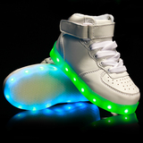 儿童春夏季男女中小大童韩版高帮USB充电发光鞋LED七彩灯运动鞋子
