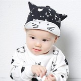 M288韩国代购正品猫咪羊角帽 婴儿童全棉春夏帽子 宝宝遮阳鸭舌帽