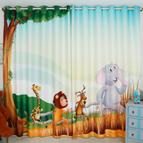定制动物窗帘卡通大象长颈鹿儿童房窗帘卧室飘窗落地窗遮光布窗帘