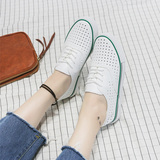 小白鞋女透气平底休闲鞋白色帆布鞋女夏季韩版学生鞋平跟系带球鞋