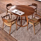 北欧宜家实木餐桌 现代简约圆形餐桌椅组合饭桌6人小户型创意家具