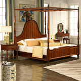 家具美式乡村床 1.8米实木双人床简约现代卧室婚床欧式床1.5m田园