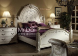 欧式皇帝床 实木奢华描金雕花床 宫廷家具定制床 1.5米单人床婚床