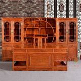东阳红木家具非洲花梨木书桌红木办公桌书柜展示橱架带椅子电脑桌