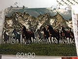 新疆和田工艺品布艺挂毯风景动物田园墙毯壁画雪山八匹骏马图案