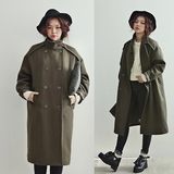 韩国代购冬装茧型高领毛呢外套女加厚保暖宽松直筒超长款呢子大衣