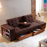 小户型沙发床1.5 1.2两用可折叠布艺储物实木双三人抽屉沙发床
