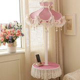 落地灯客厅沙发卧室床头灯创意立式温馨田园蕾丝布艺置物架