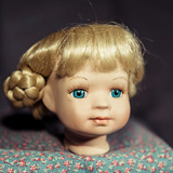 古董陶瓷娃娃女孩假发发套金色棕色卷21-23厘米头围娃娃假发配件