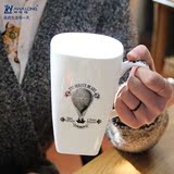阿瓦隆大容量骨瓷马克杯带盖家用创意欧式复古陶瓷水杯办公室茶杯