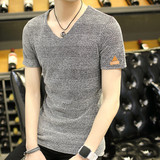 T恤男士短袖青年夏季韩版修身薄款半袖体恤打底衫V领简约衣服潮男