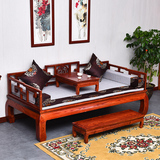龙蟠罗汉床三件套实木床中式沙发床榆木明清古典仿古家具特价直销