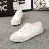 韩国代购小白鞋拼色帆布鞋夏季透气运动鞋白色系带低帮休闲鞋女鞋