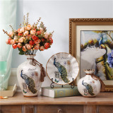 欧式陶瓷花瓶三件套客厅摆件美式花插电视柜玄关创意博古架装饰品