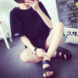 韩版短袖T恤女宽松夏季百搭纯色纯棉打底衫学生韩国体恤夏装上衣