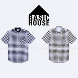 2016夏季新款BASIC HOUSE专柜代购男士纯棉商务格子短袖衬衫2色