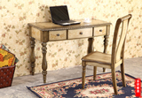 欧式实木彩绘雕花电脑桌美式办公桌书桌简约现代客厅卧室书房包邮