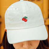西芙代购韩国进口樱桃苹果草莓刺绣甜美可爱气质百搭鸭舌帽棒球帽