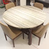 大理石 餐桌现代简约可伸缩折叠圆形餐桌小户型6人坐饭桌实木圆桌