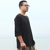 慕刻-中式改良原创肌理棉麻盘扣T恤短袖衬衫宽松休闲中国风男装