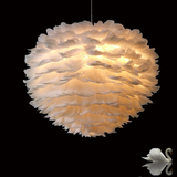 创意个性LED白色羽毛吊灯北欧卧室餐厅温馨浪漫儿童房餐厅灯具