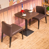 复古铁艺奶茶店小圆桌子快餐方桌西餐厅桌椅咖啡厅小吃店餐饮椅子