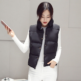 2016秋冬季时尚韩版女士短款羽绒棉马甲加厚立领修身背心外套