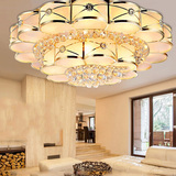 欧式水晶灯现代简约S金餐厅灯圆形LED吸顶灯卧室创意奢华客厅灯具