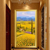 手绘竖版油画向日葵梵高餐厅装饰画玄关客厅有框原创欧式过道花卉
