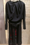 凯琳家JR16年秋冬专柜品质 圆领长袖显瘦系带百褶连衣裙I3465601
