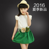2016夏季新款中大童连衣裙儿童无袖套装韩版公主裙女童两件套裙子