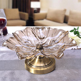 果盘创意欧式玻璃水果盘客厅现代简约大号客厅水晶干果盘装饰摆件