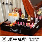 韩式桌面化妆品收纳盒黑色创意桌面收纳盒化妆盒特大号高档置物架