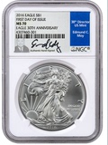 2016年美国鹰洋30周年一盎司普制银币一枚 （首发版，NGC，MS70）