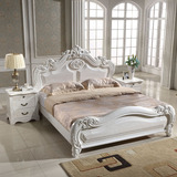 老榆木床全实木欧式床白色开放漆双人床1.51.8米简约现代高箱气压