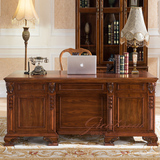 美式书桌实木电脑桌办公桌欧式写字台书房老板桌班台主管会议桌
